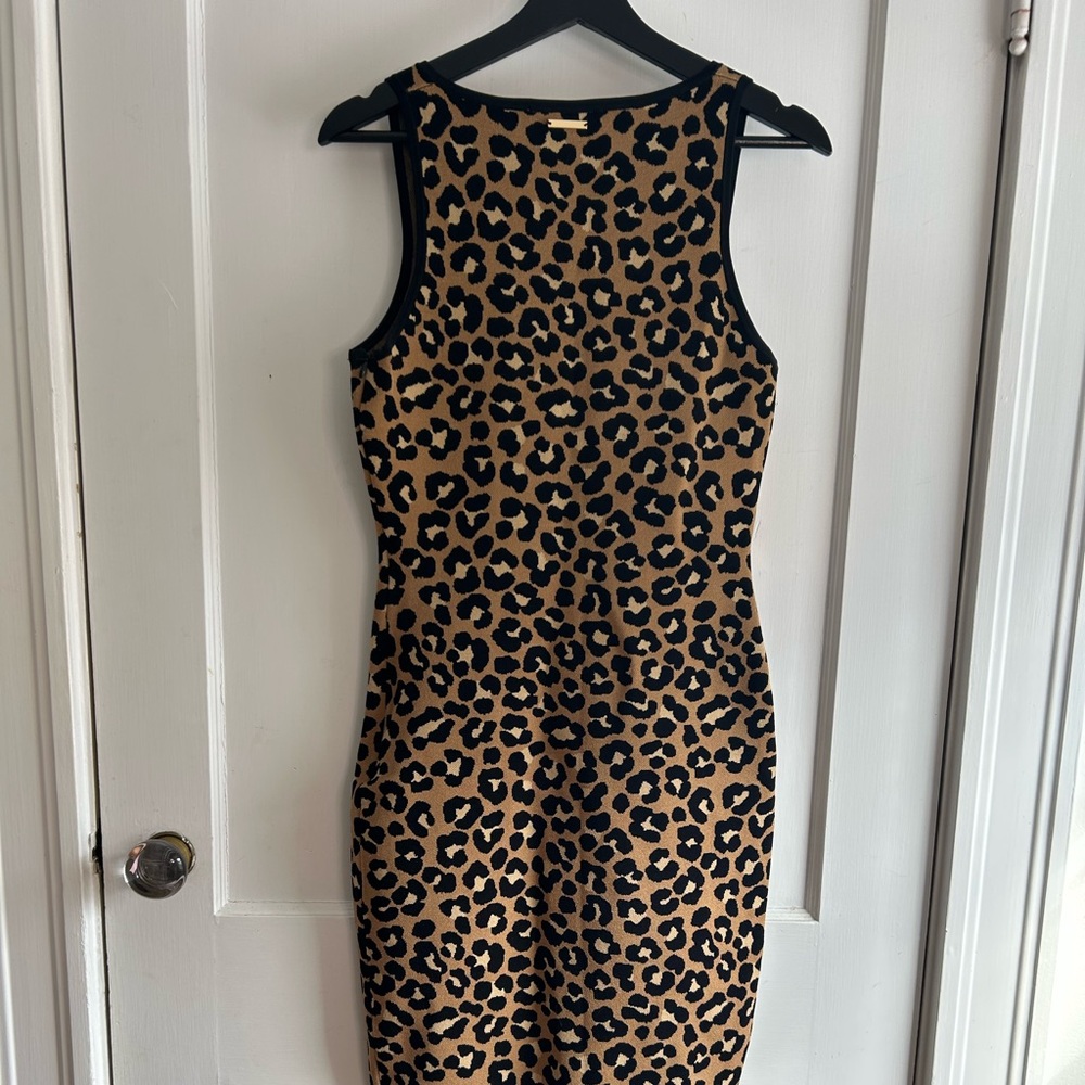 Michael Kors Tan and Black Leopard Midi Dress - Picture 7 of 8